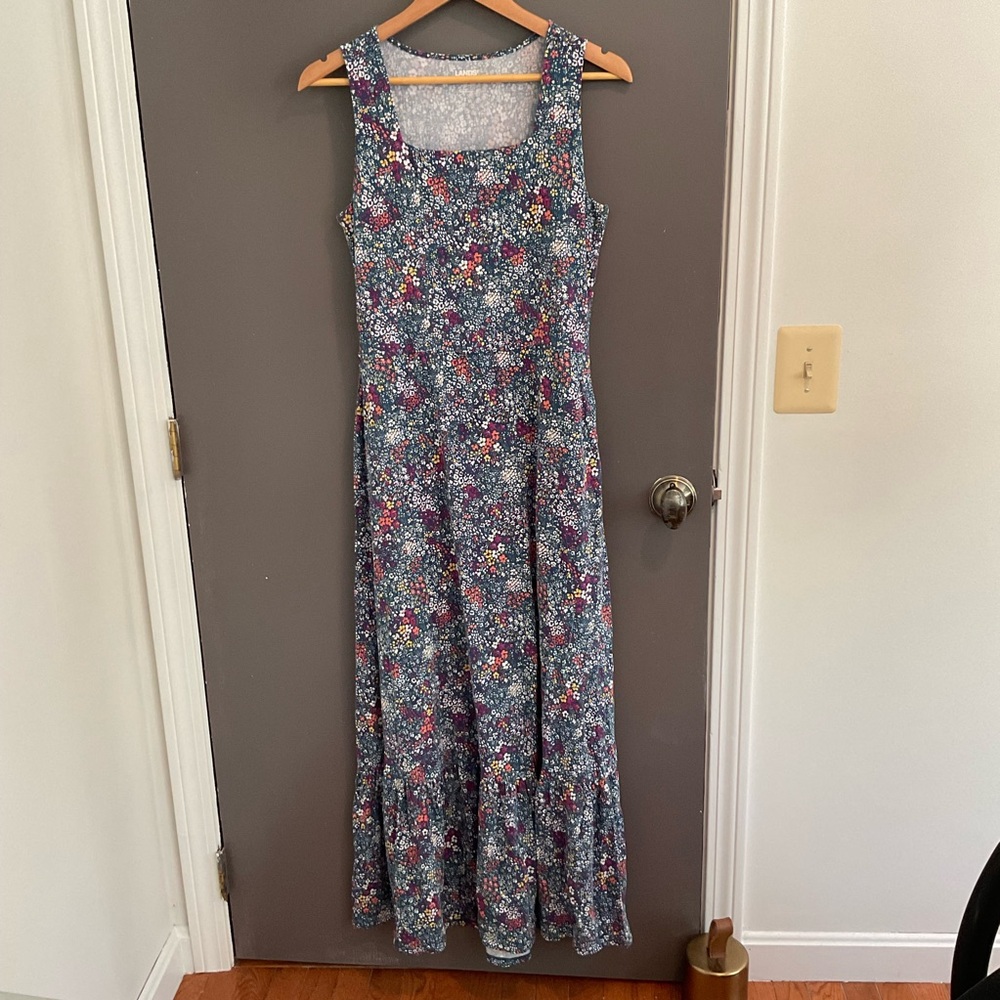 Lands’ End Blue Floral Maxi Dress